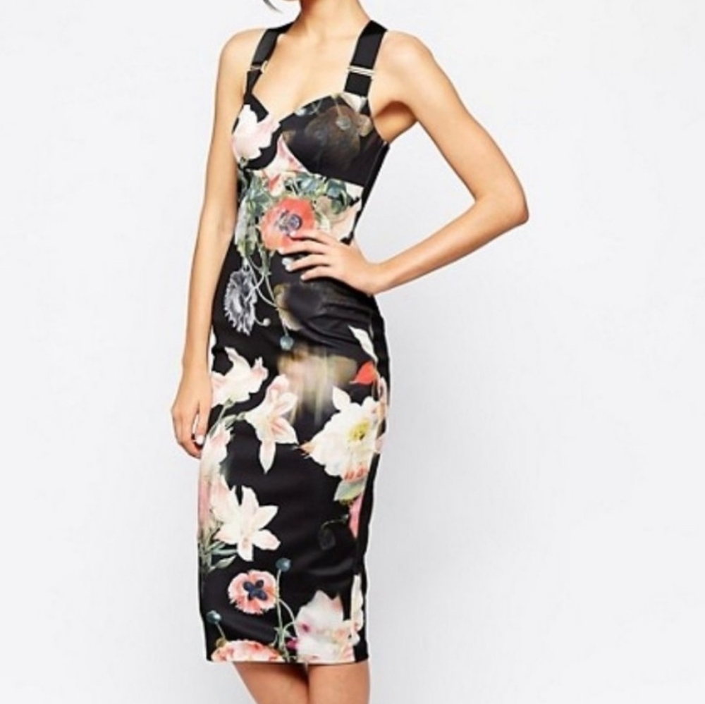 Ted Baker London black floral cocktail dress- TB SIZE 1